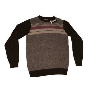 NWT Studio by Omega Sweater Mens Size S Gray Black Pullover Tight Knit